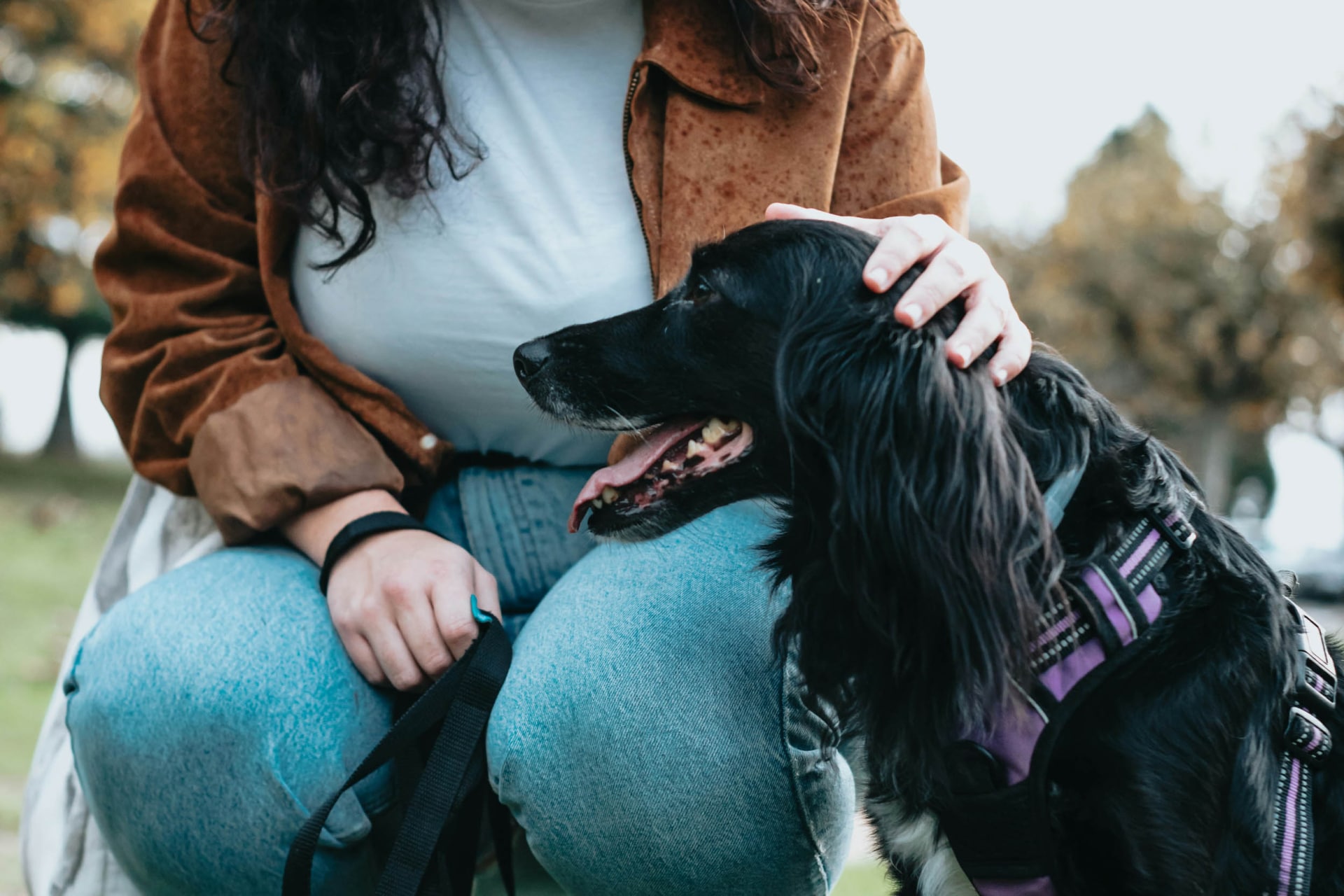 person with a black dog at pet-friendly parc 1000 clarkston apartments